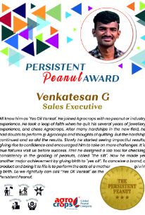 El premio “Persistent Peanut [Cacahuete Persistente]” 